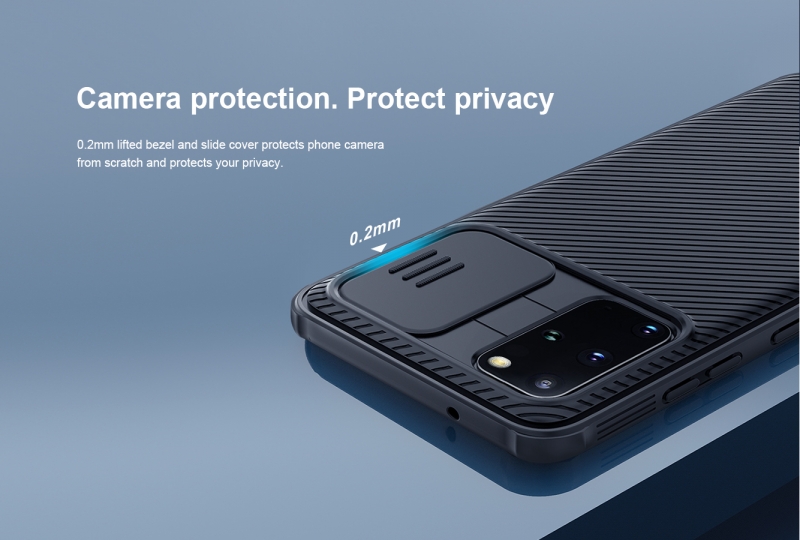 Ốp Lưng Samsung Galaxy S20 Plus Chính Hãng Nillkin CamShield thiết kế dạng camera đóng mở giúp bảo vệ an toàn cho Camera của máy, màu sắc đen huyền bí sang trọng rất hợp với phái mạnh.